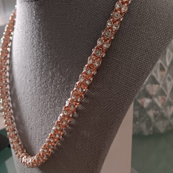 NAPIER Mod/Contemporary Chic Rose Gold Clear CZ Stone Popcorn Chain Necklace - Picture 5 of 8